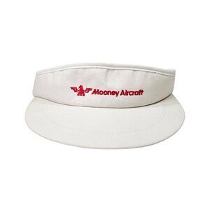 Vintage Mooney Aircraft Visor Hat White Adjustable Aviation Airplanes